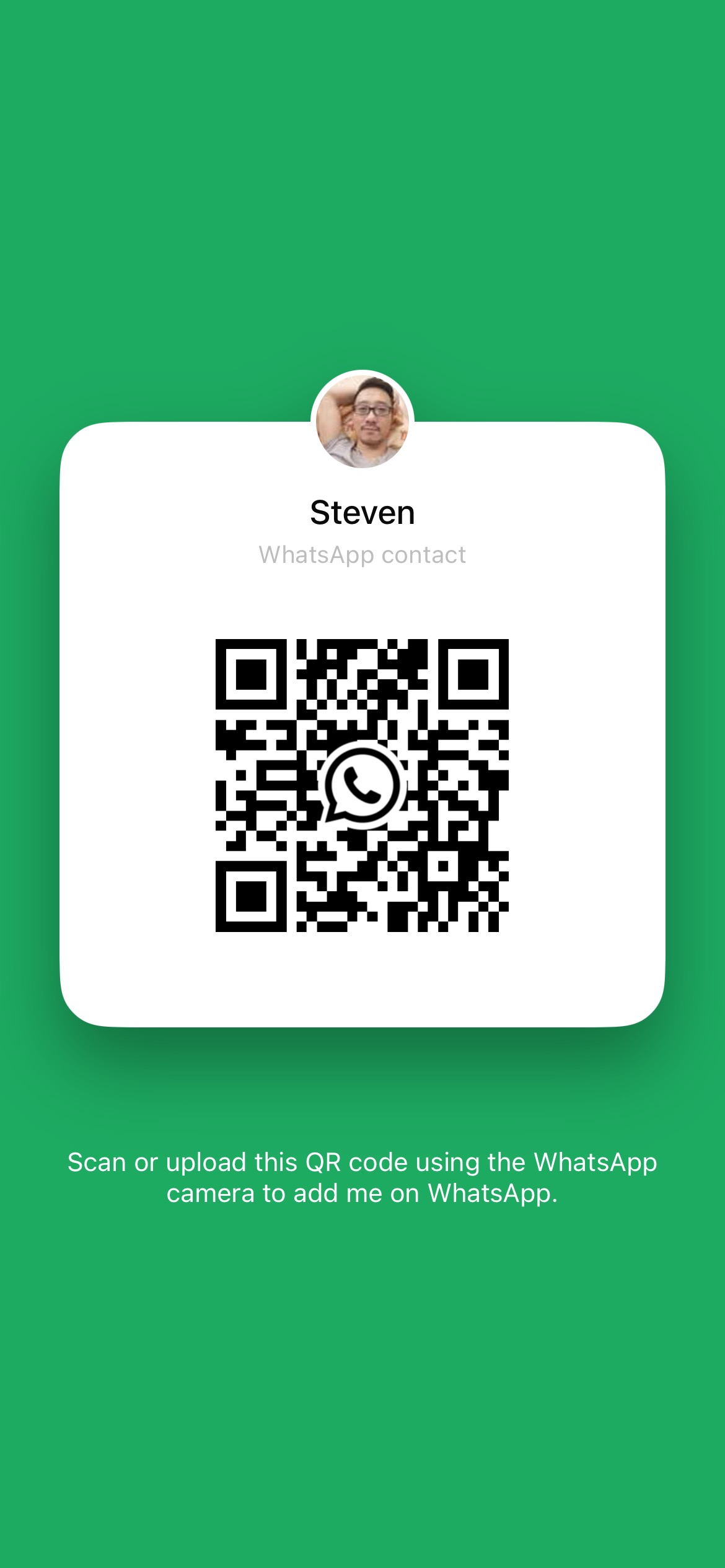 WhatsApp QR code for Steven